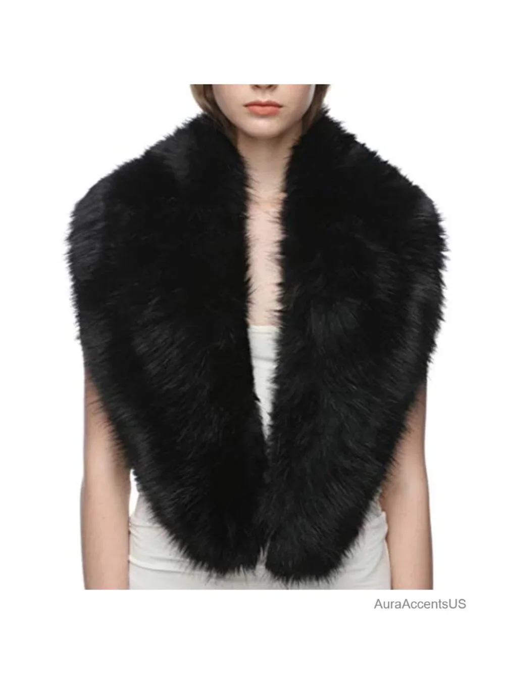 Faux Fur Collar for Winter Coat, Neck Warmer Scarf Wrap Shawl